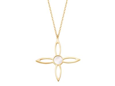 Halskette Fleur Daphne Perlmutt 25 Mm, 45 Cm, 18k Gelbgold - Standard Bild - 1