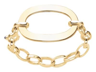 Ovales Maschenarmband Und Durchbrochenes Rechteckmotiv Aus Flachem Ovalrohr 5 Mm, 18,50 Cm, 18k Gelbgold