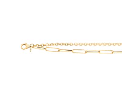 Doppelkettenarmband, Rechteckige Hohlmasche 4 MM Und Runde Hohlmasche Forçat, 17+2 Cm, 18k Gelbgold - Standard Bild - 1