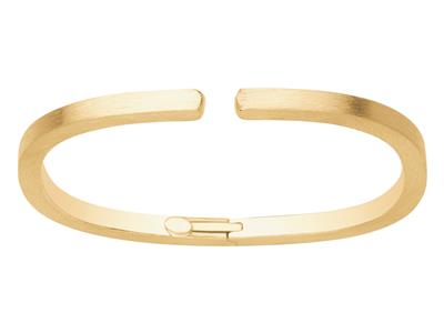 Armband Mit Offenem Armreif In Rectanlge-form, Quadratisches Rohr Satiniert/poliert 4 Mm, 57 X 45 Mm, 18k Gelbgold - Standard Bild - 1