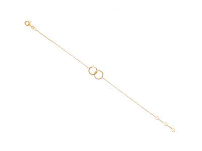 Doppelkreis-armbandkette, Diamanten0,07ct, 16-17-18 Cm, Gelbgold 18k