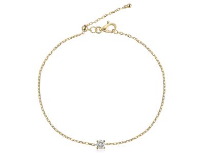 Armband Solitärgeflecht Ankerkette,diamant 0,20 Ct, 17 Cm, 18k Gelbgold - Standard Bild - 2