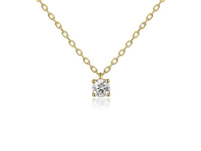 Solitär-halskette Mit For\at-maschen, Diamant 0,20ct, 40-42-45 Cm, Gelbgold 18k - Standard Bild - 2