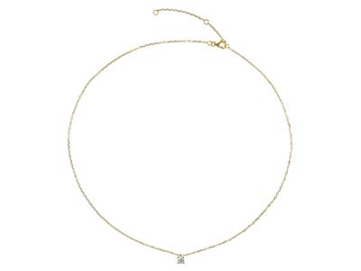 Solitär-halskette Mit For\at-maschen, Diamant 0,25ct, 40-42-45 Cm, Gelbgold 18k - Standard Bild - 3