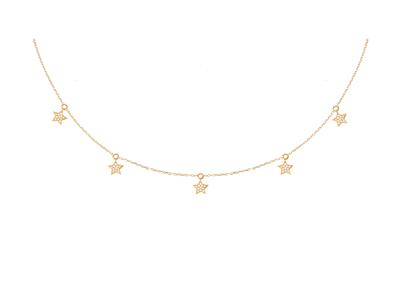 Halskette Mit Sternchen 5 Mm, Diamanten 0,15ct, 40-42-45 Cm, Gelbgold 18k - Standard Bild - 1