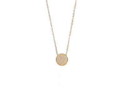 Halskette Mit Pastillen-design, Durchmesser 10 Mm, Diamanten 0,15ct, 40+2 Cm, Gelbgold 18k - Standard Bild - 1