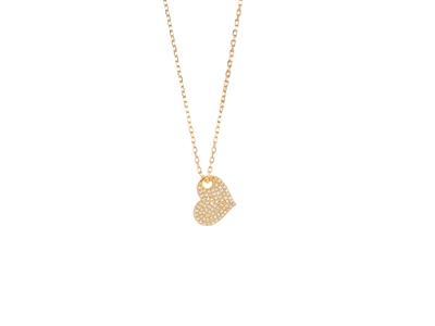 Halskette Geneigtes Herz, Diamanten0,15ct, 402 Cm, 18k Gelbgold