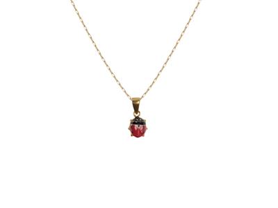 Coll Motif Coccinelle Email Rouge Sur Chaine Or Jaune 18k 38+2cm Ar - Standard Bild - 1