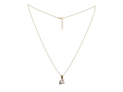 Coll Motif Licorne Email Sur Chaine Or Jaune 18k 38+2cm Ar - Standard Bild - 2