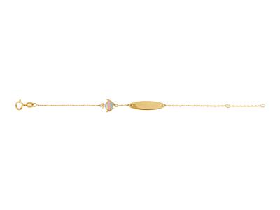 Brac Id Bebe Motif Poisson Email Rose Et Bleu Et Plaque Ovale Sur Chaine Or Jaune 18k 12+2cm Ar - Standard Bild - 1