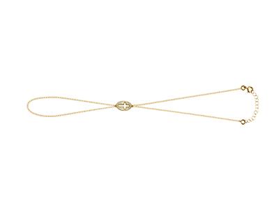 Handkette Ovales Motiv 11 Mm, Perlmutt Kreuz Durchbrochen, 173 Cm, 18k Gelbgold