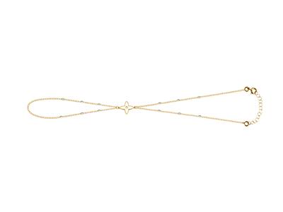 Handschmuck Mit Blumenmotiv 4 Blütenblätter Weies Emaille An Einer Kette, 173 Cm, 18k Gelbgold