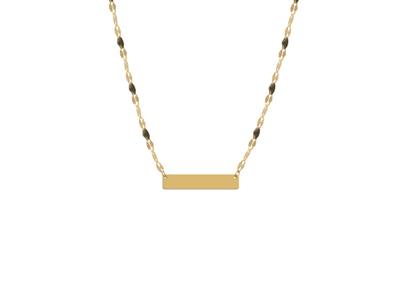 Halskette Mit Rechteckiger Platte 5x 25 MM Und Schwarz Emaillierten K Ugeln An Kette, 42+3 Cm, Gelbgold 1 - Standard Bild - 1