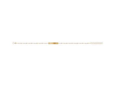 Plakettenarmband Rechteck 5 X 24 Mm, Weiße Emaillekugeln An Kette, 17+3 Cm, Gelbgold 18k - Standard Bild - 1
