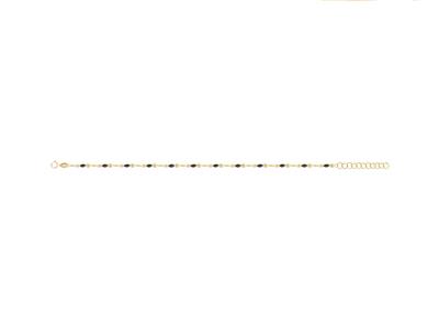 Fukette Kugeln Aus Schwarzem Emaille An Kette, 24,53 Cm, 18k Gelbgold