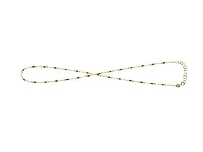 Handkettchen, Schwarz Emaillierte Kugeln Auf Kette, 17+3 Cm, Gelbgold 18k - Standard Bild - 1