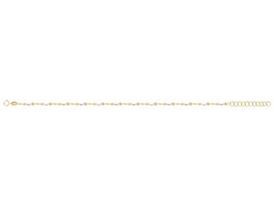 Armband Kugeln Aus Weiem Emaille An Kette, 173 Cm, 18k Gelbgold