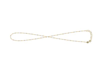 Handkette, Emaillekugeln Weiß Auf Kette, 17+3 Cm, Gelbgold 18k - Standard Bild - 1