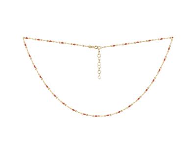 Halskette Mit Roten Emaillekugeln, 42+3 Cm, 18k Gelbgold - Standard Bild - 2