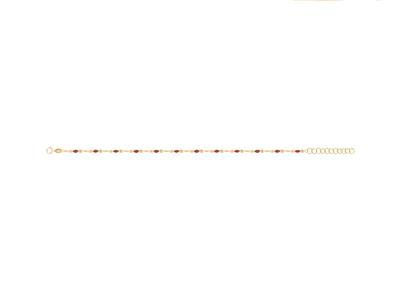 Fukette Kugeln Aus Rotem Emaille An Kette, 24,53 Cm, Gelbgold18k