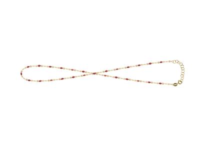 Handkettchen, Kugeln Emaille Rot Auf Kette, 17+3 Cm, Gelbgold 18k - Standard Bild - 1