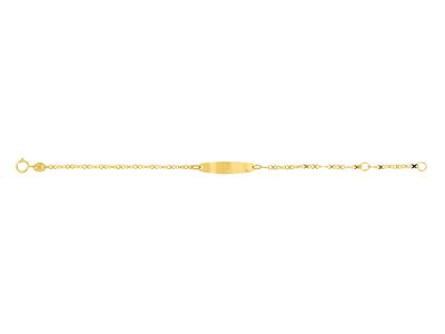 Baby-identität Armband Acht-glieder, Ovale Platte, 12-14 Cm, Gelbgold 750