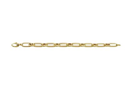 Armband Abwechselnde Maschen 1/1, Rechteckige Maschen Glatt Und Oval Satiniert, Hohle Rohre, 21 Cm, 18k Gelbgold. - Standard Bild - 1