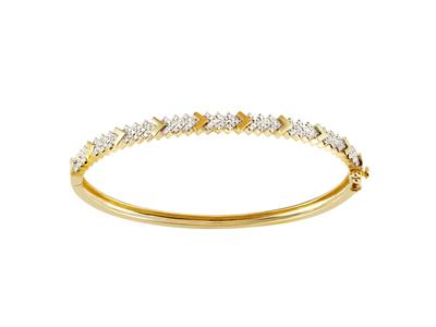 Armband Fischgratenmuster, Diamanten 0,38ct, 60 X 50 Mm, 18k Gelbgold