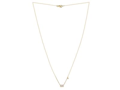 Halskette Mit Rechteckmotiv 4 X 7 Mm, Runde Diamanten Und Baguettes 0,16ct, 40-42,5-45 Cm, 18k Gelbgold. - Standard Bild - 2