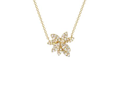Halskette Bouquet Hohe 15 Mm, Diamanten 0,38ct, 40,50-42 Cm, Gelbgold 18k