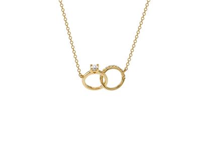 Halskette Engagement 10 X 15 Mm, Diamanten 0,11ct, 40,50-42 Cm, 18k Gelbgold - Standard Bild - 1