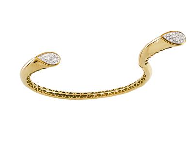 Armband Offene, Kontrastierende Binse, Abgeschragte Kanten, Diamanten 0,35ct, 57 X 46 Mm, 18k Gelbgold. - Standard Bild - 2