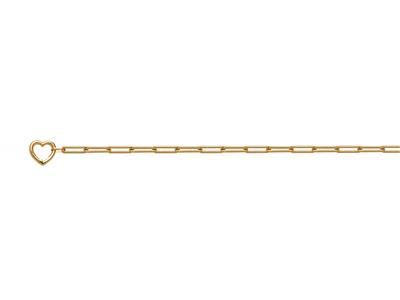 Armband Rechteckige Maschen 4,50 X 13,50 Mm, Hohlrohr, Verschluss Herz, 19 Mm, 18k Gelbgold. - Standard Bild - 1