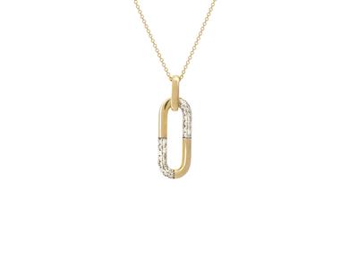 Halskette Mit Rechteckigem Motiv, Hohe 22 Mm, Diamanten 0,13ct, 40-42 Cm, 18k Gelbgold