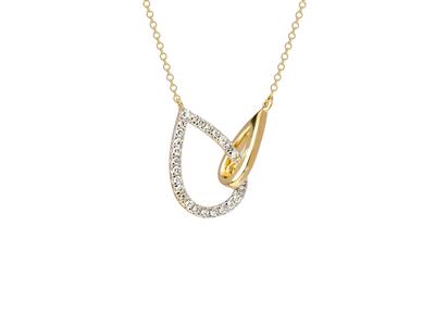 Halskette Mit Ineinander Verschlungenen Tropfen, Diamanten 0,07ct, 40-42 Cm, 18k Gelbgold