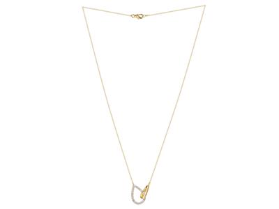Halskette Mit Ineinander Verschlungenen Tropfen, Diamanten 0,07ct, 40-42 Cm, 18k Gelbgold - Standard Bild - 2