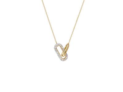 Halskette Mit Ineinander Verschlungenen Rechtecken, Diamanten 0,07ct, 40-42 Cm, 18k Gelbgold
