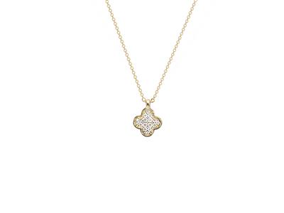 Halskette Mit Kleeblattmotiv 6 Mm, Diamanten 0,06ct, 40-42-45 Cm, 18k Gelbgold - Standard Bild - 1