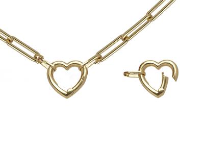 Rechteckige Maschen Halskette 4,50 X 13,50 Mm, Hohles Rohr, Herz-verschluss, 45 Cm, 18k Gelbgold. - Standard Bild - 2