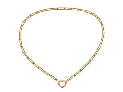 Rechteckige Maschen Halskette 4,50 X 13,50 Mm, Hohles Rohr, Herz-verschluss, 45 Cm, 18k Gelbgold. - Standard Bild - 3