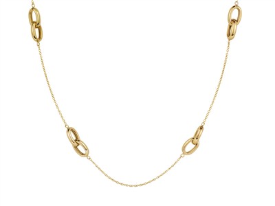 Lange Halskette 6 Hohle Doppel-oval-motive 10 X 22 Mm, 80 Cm, Gelbgold18 Kt