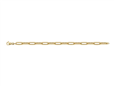 Armband Hohles Gerilltes Rechteck-glied 6 Mm, 19 Cm, Gelbgold 18 Kt - Standard Bild - 1