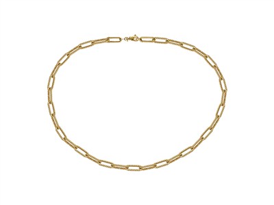 Halskette Hohles Gerilltes Rechteck-glied 6 Mm, 45 Cm, Gelbgold 18 Kt - Standard Bild - 1