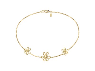 Halskette Boh}me 2 Blumenmotive 17 MM Und 1 Blumenmotiv 20 Mm, 45 Cm, Gelbgold 18 Kt - Standard Bild - 1