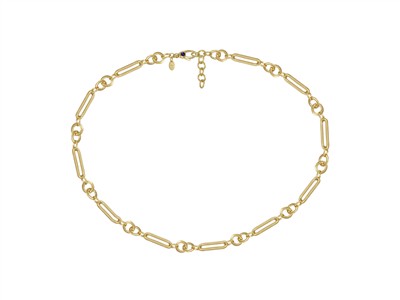 Halskette Glieder Rund Und Oval 9 Mm, 42+3 Cm, Gelbgold 18 Kt - Standard Bild - 1