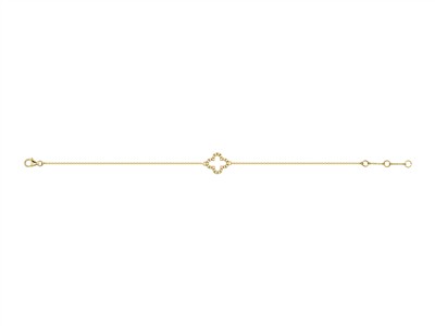 Armband Motiv Durchbrochenes Kleeblatt 10 X 11 Mm, Diamanten 0,08 Ct, 16-17-18 Cm, Gelbgold 18 Kt