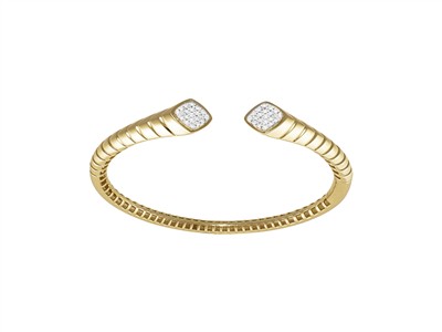 Armreif Cobra 9 Mm, Diamanten 0,34 Ct, 57 X 46 Mm, Scharniersystem, Gelbgold 18 Kt