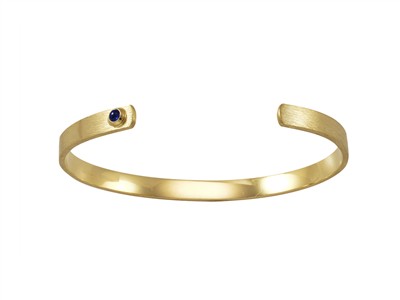 Offenes Massives Armreif 5 X 1,70 Mm, Innendurchmesser 66 X 50 Mm, Gelbgold 18 Kt - Standard Bild - 1