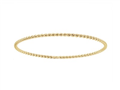 Armreif 2 Gedrehte Rohre 2 Mm, Innendurchmesser 63 Mm, Gelbgold 18 Kt - Standard Bild - 1