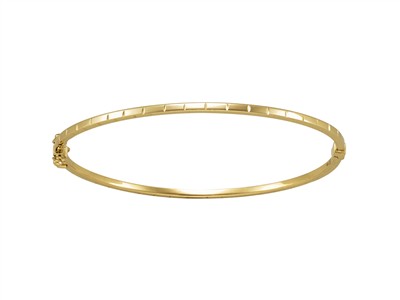 Gerillter Hohler Armreif Quadratisches Rohr 2 Mm, Innendurchmesser 60 X 55 Mm, Gelbgold 18 Kt - Standard Bild - 1